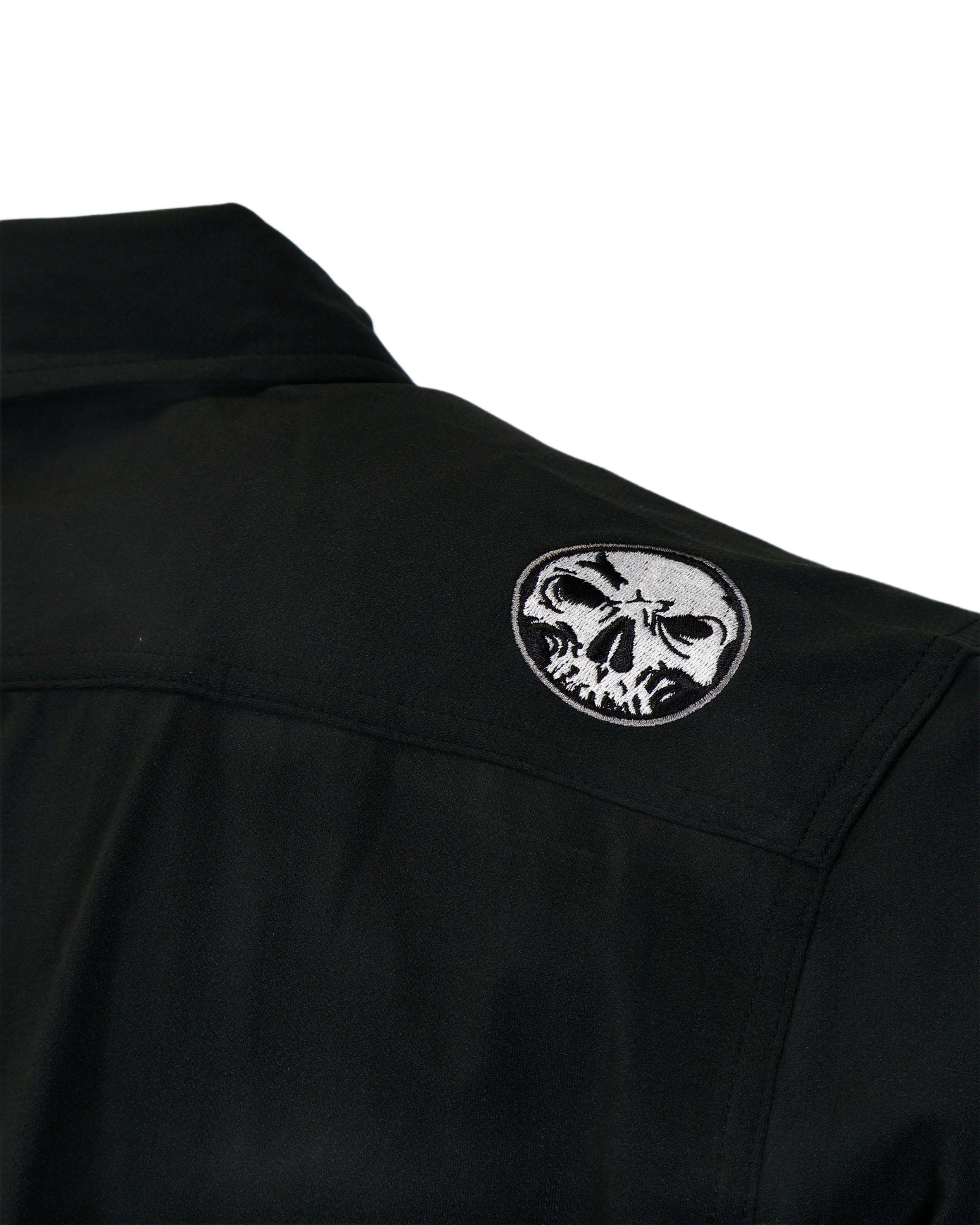 Micro-Perforated, Stretch Embroidered Button-Up