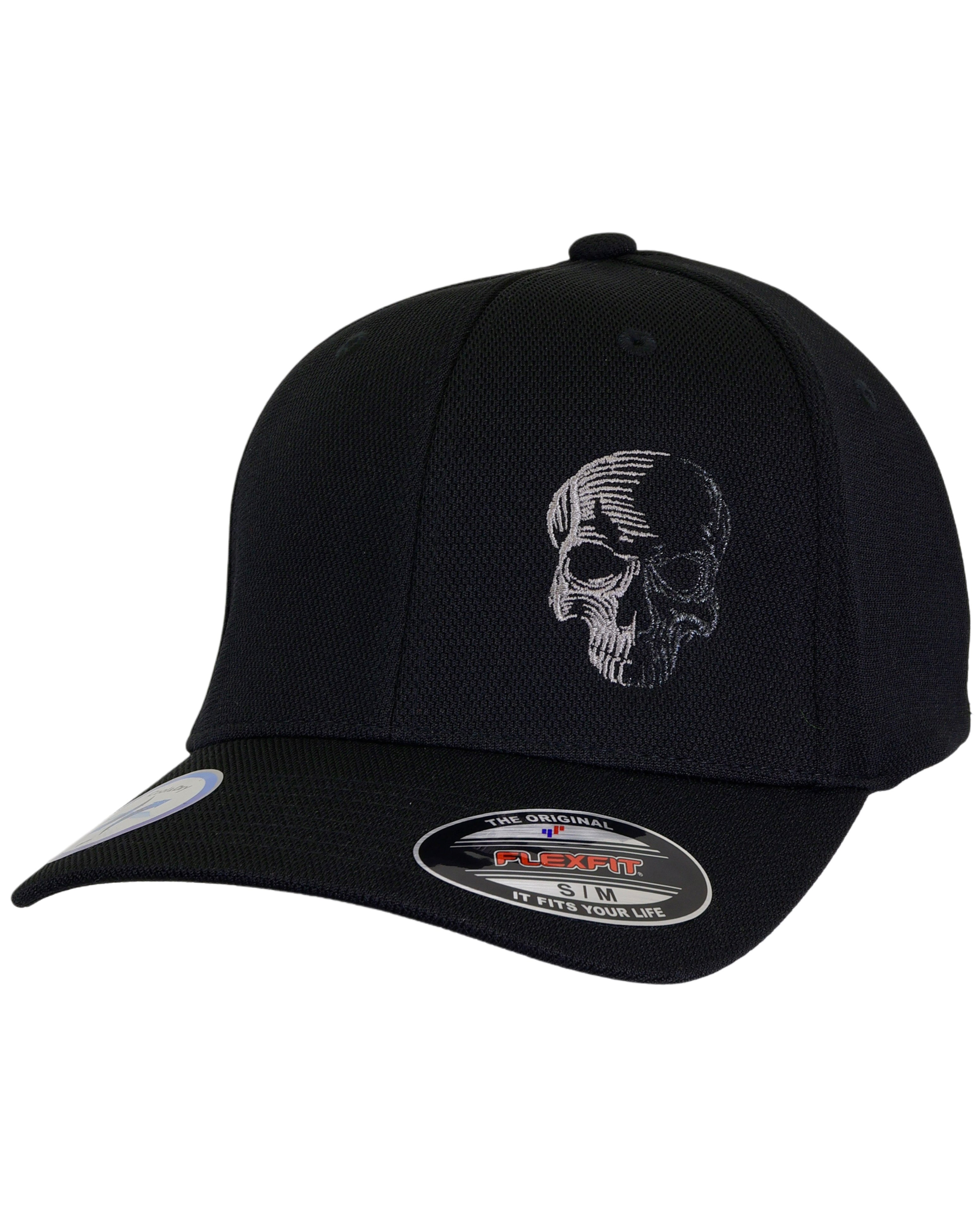 LIMITED EDITION! Medium Two-Tone Skull - Black "Never Fade" Fitted Cap