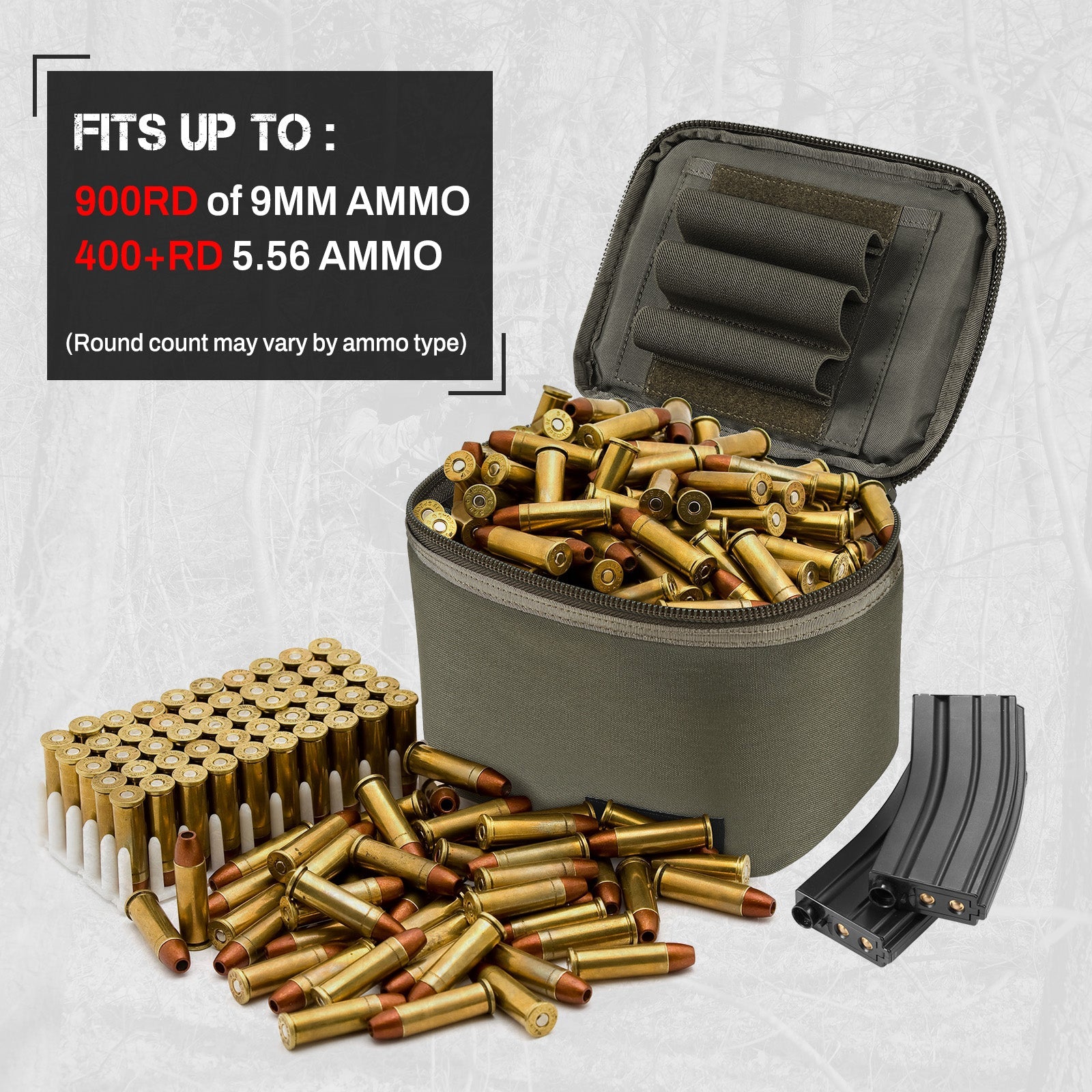Tactical Ammo Bag, Ammos Transportation Bag for Pistol Rifle and Shotgun Range