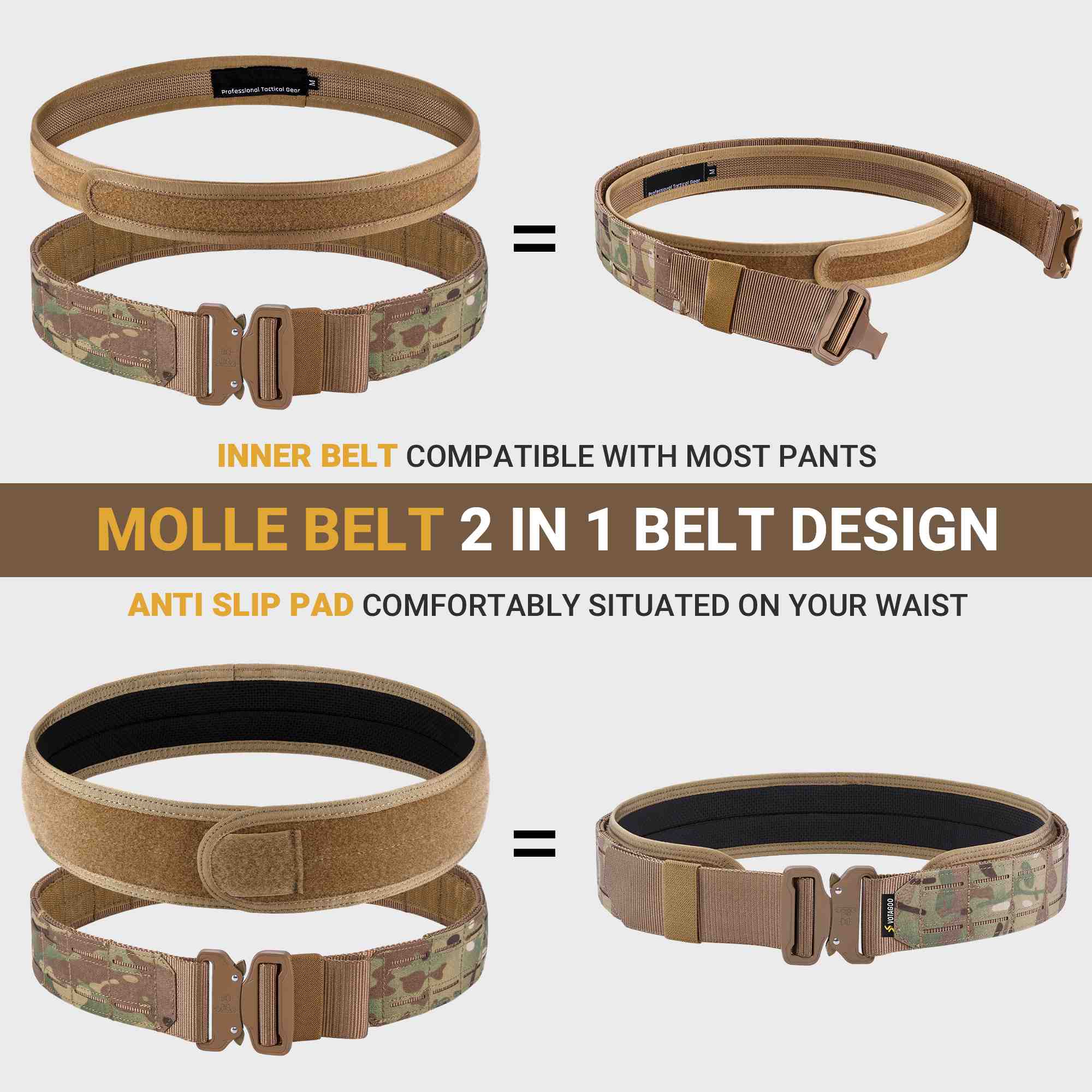 Tactical MOLLE Battle Belt with Quick Release Buckle for Versatile Gear Carrying