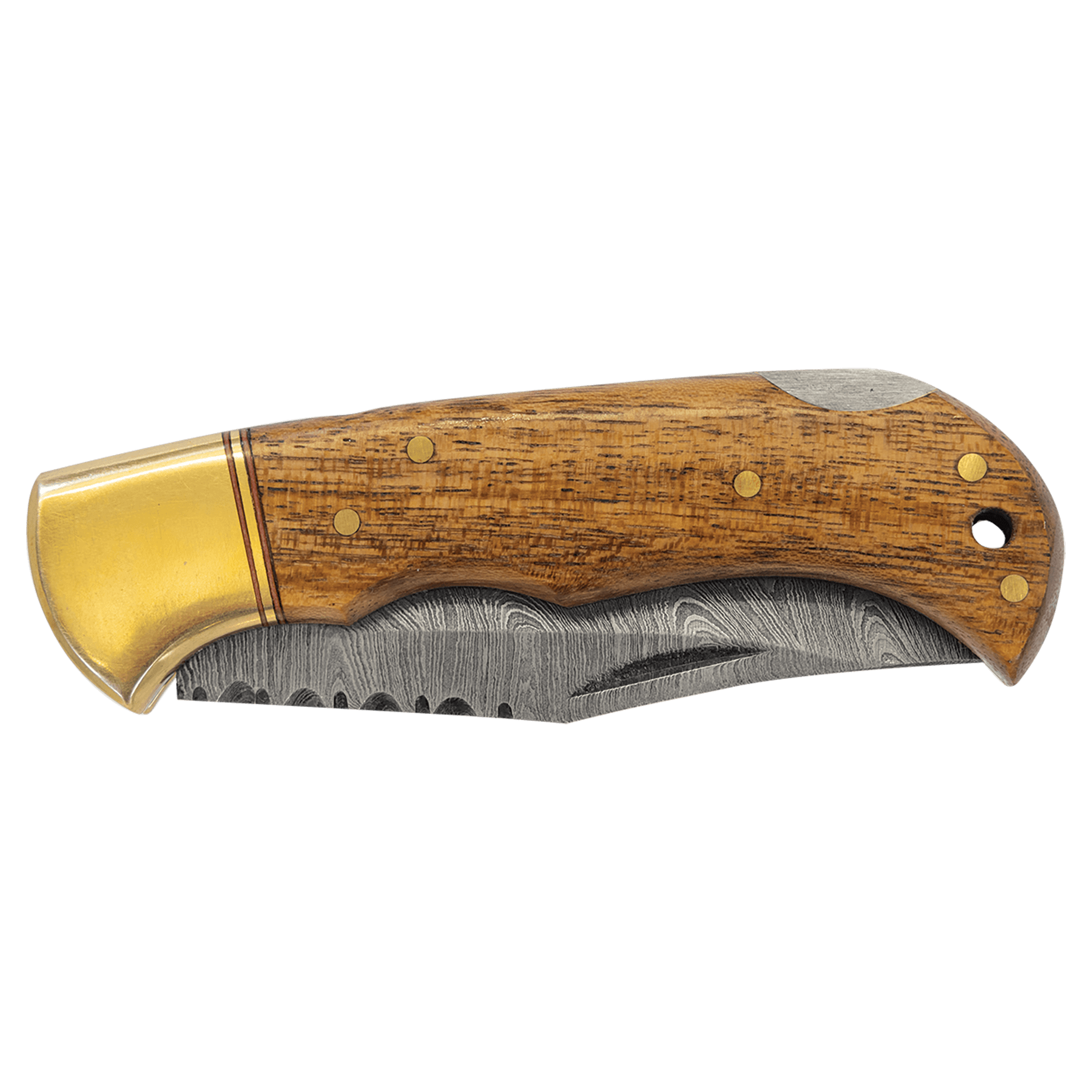 3.75" Damascus Steel Knife with Acadia Wood & Sheath
