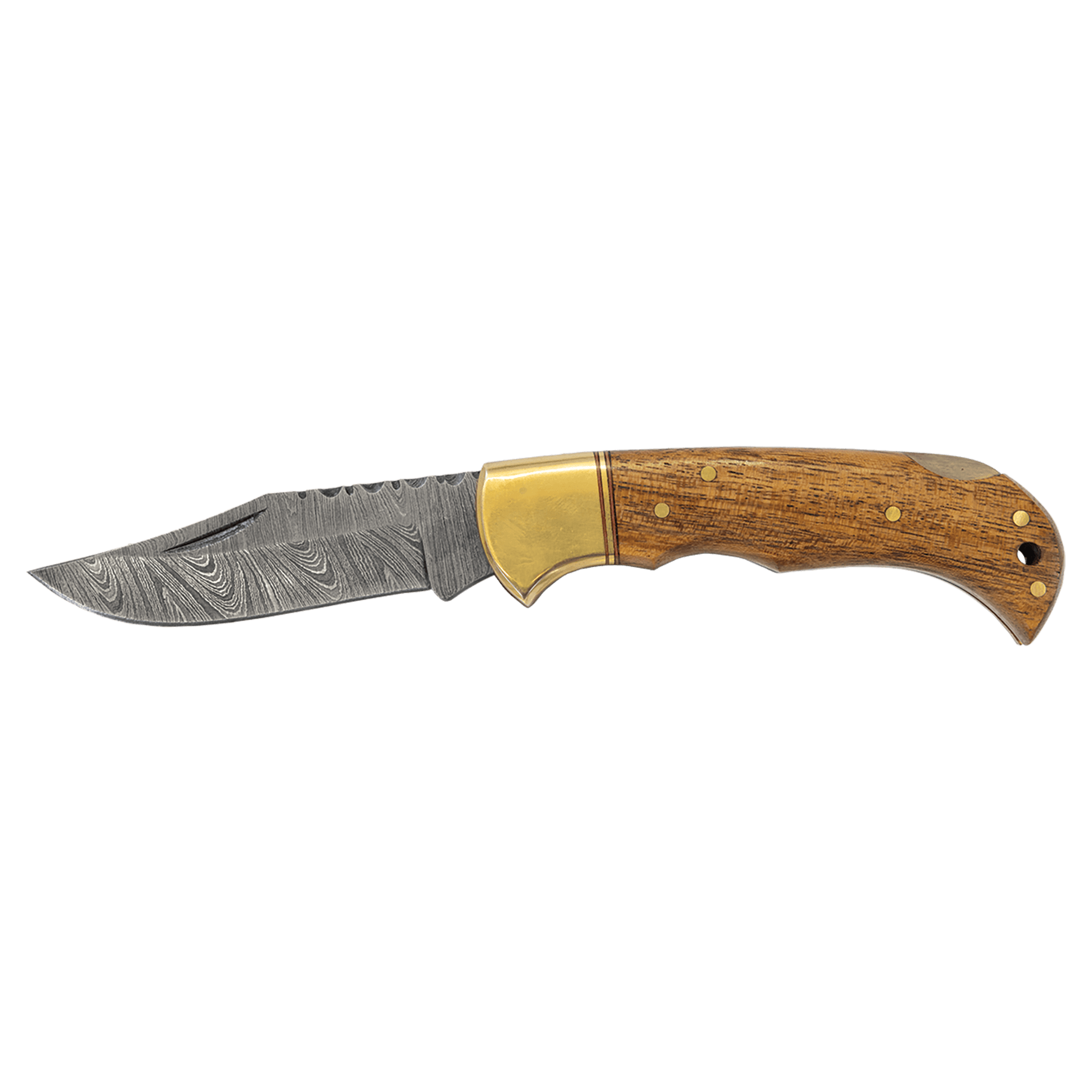 3.75" Damascus Steel Knife with Acadia Wood & Sheath