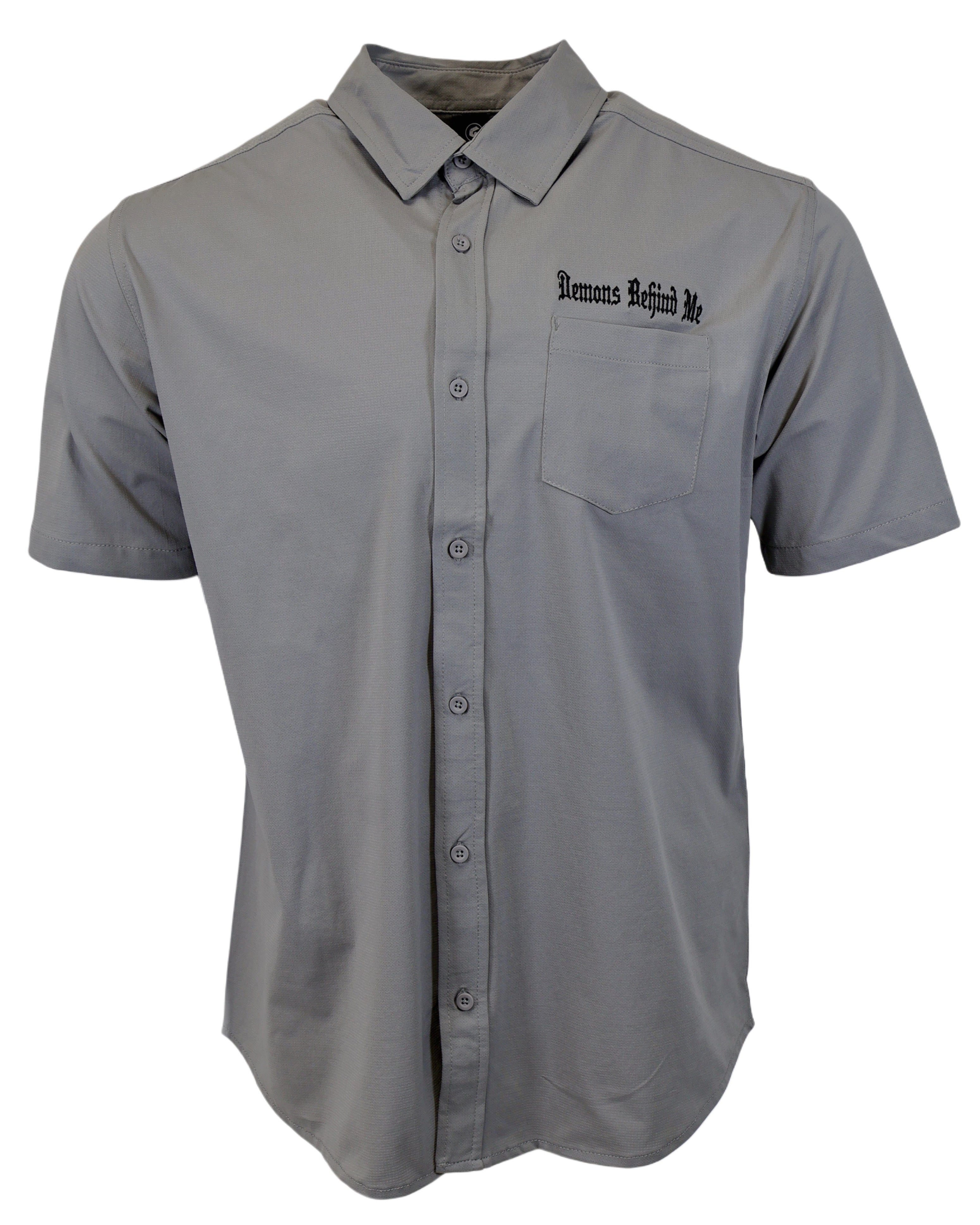 Micro-Perforated, Stretch Embroidered Button-Up