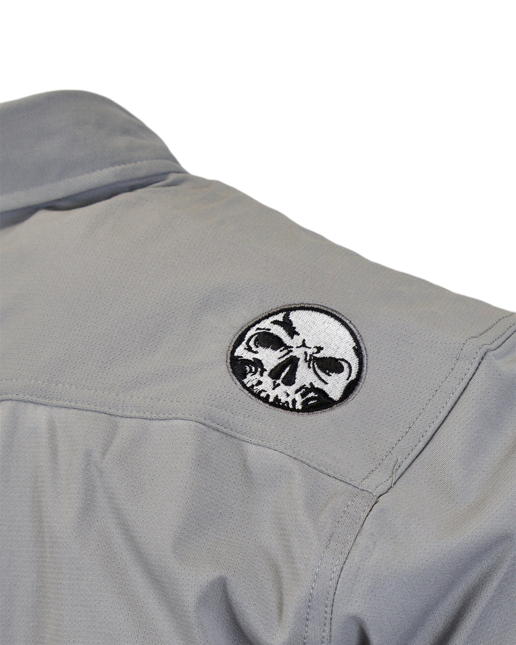Micro-Perforated, Stretch Embroidered Button-Up