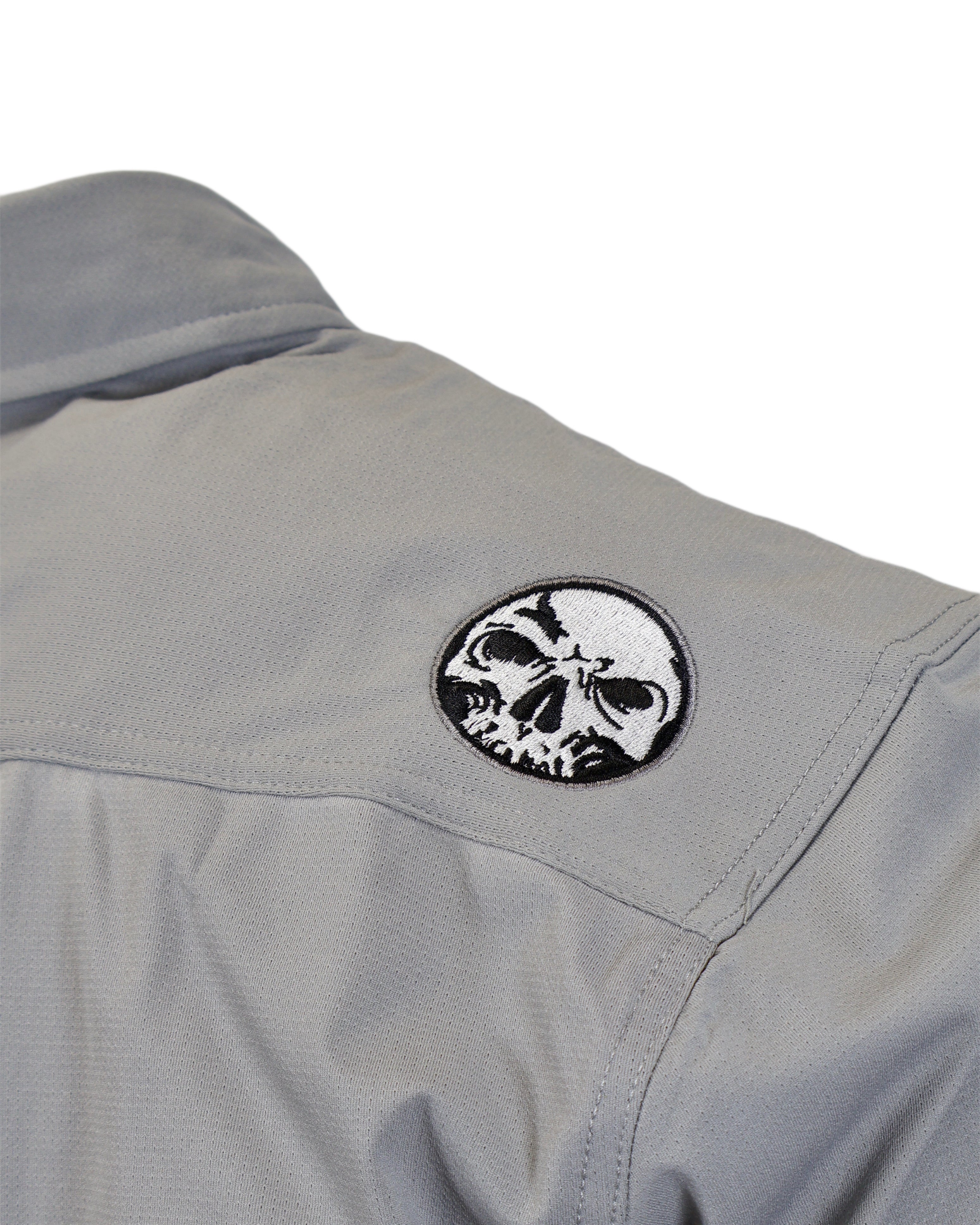 Micro-Perforated, Stretch Embroidered Button-Up