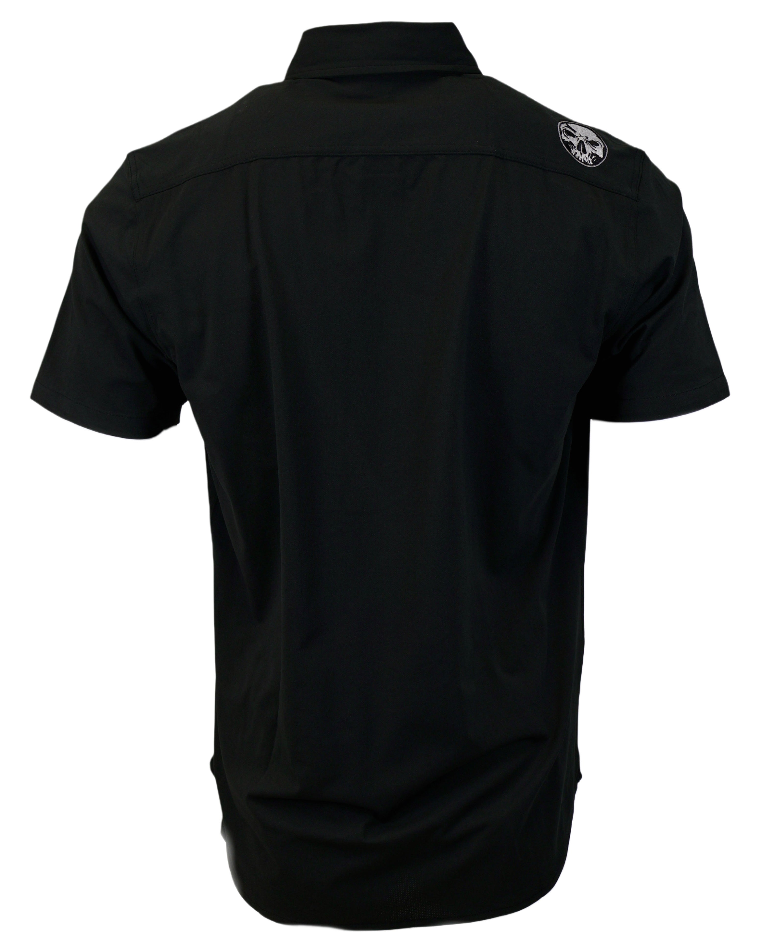 Micro-Perforated, Stretch Embroidered Button-Up