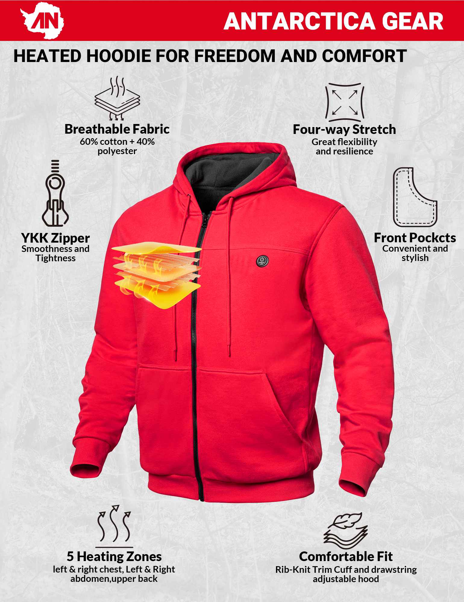 ANTARCTICA GEAR Heated Hoodie Sweater for Women Heated Sweatshir
