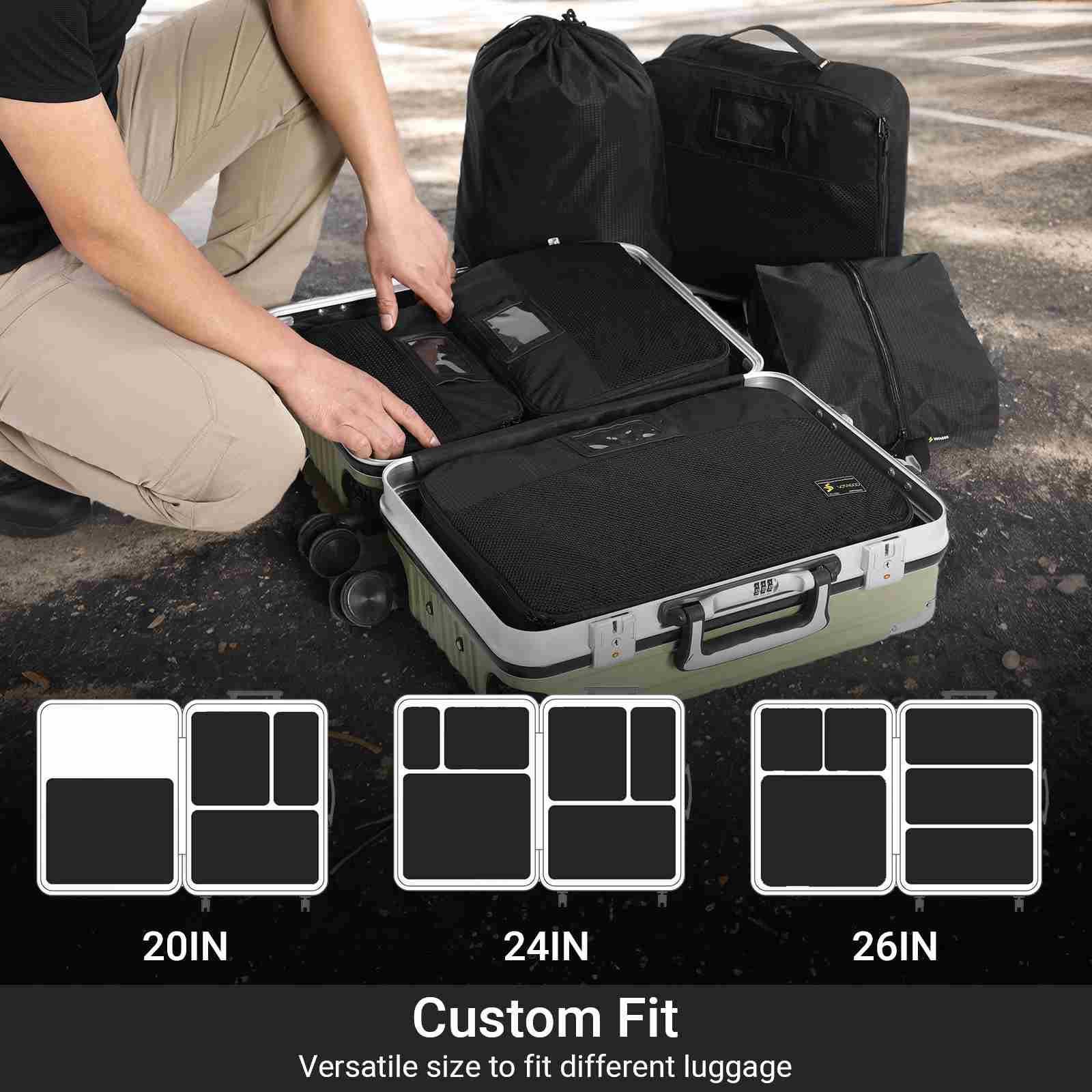 Votagoo Tactical Packing Cubes 6 Packs Lightweight Luggage Set Packing