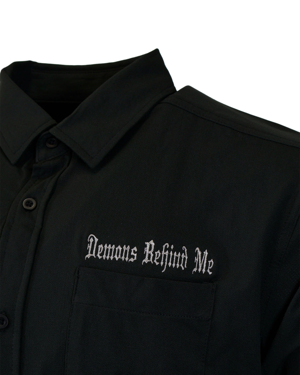 Micro-Perforated, Stretch Embroidered Button-Up