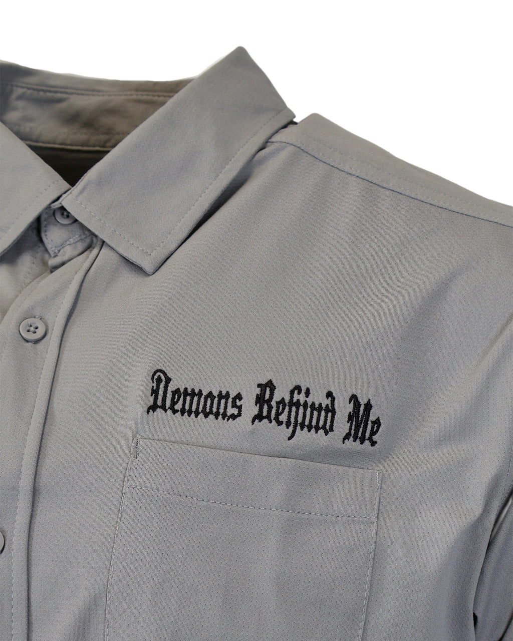 Micro-Perforated, Stretch Embroidered Button-Up