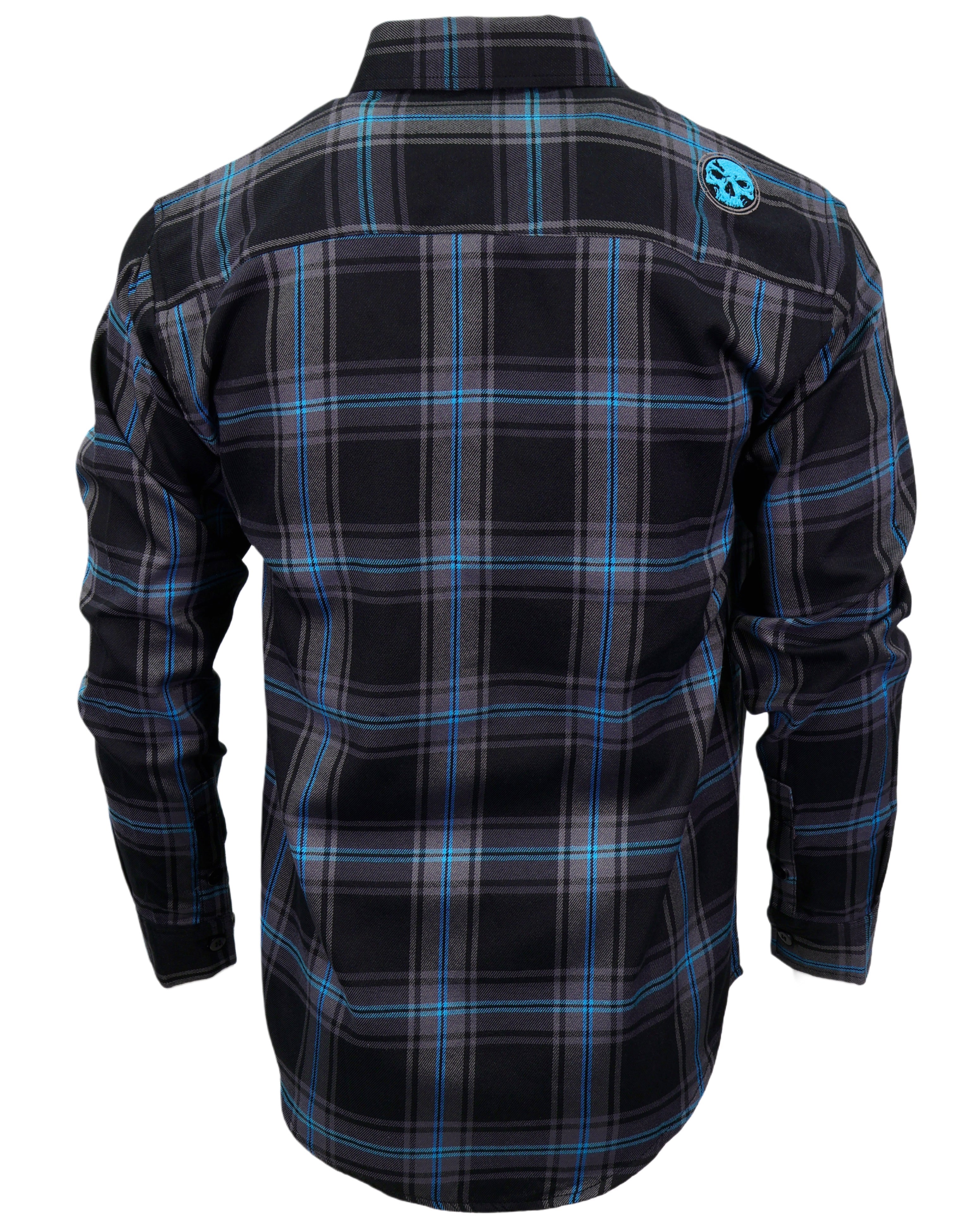 The "Redemption" Flannel - Teal, Black & Gray (Hidden Snap Collar)