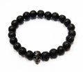 Black Skull - Lava Rock Beads Bracelet