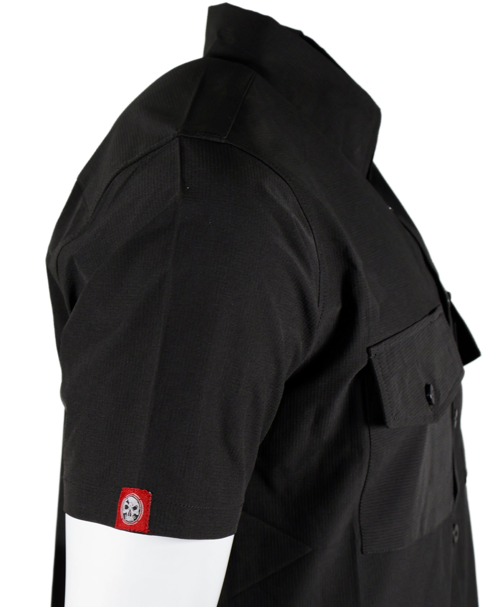 Performance Tech Black Hybrid Button Up Shirt (Hidden Snap Collars)
