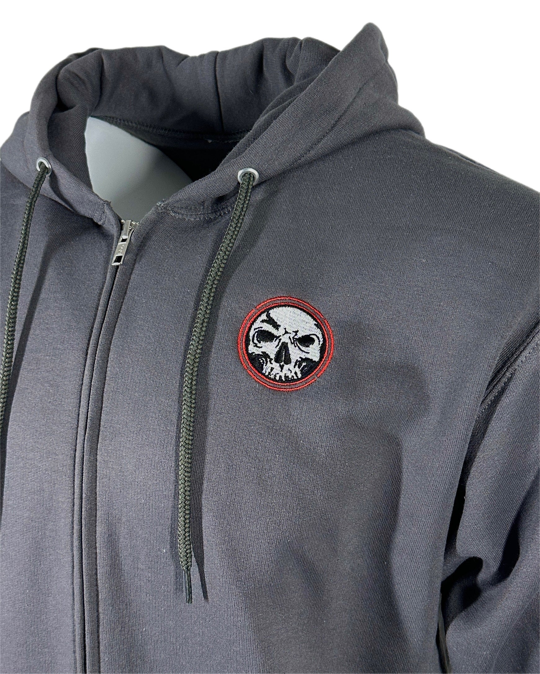 Unisex Red Ring Logo Charcoal Zip-Up Hoodie