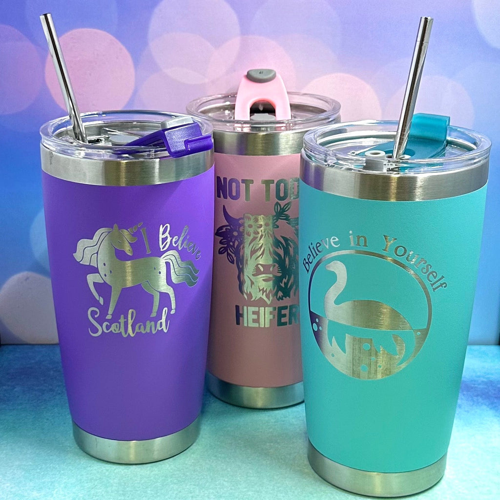 Wolf's Brother Laser Engraved Powder Coated 20oz Double Walled Insulated Tumbler - Outlander Inspiration