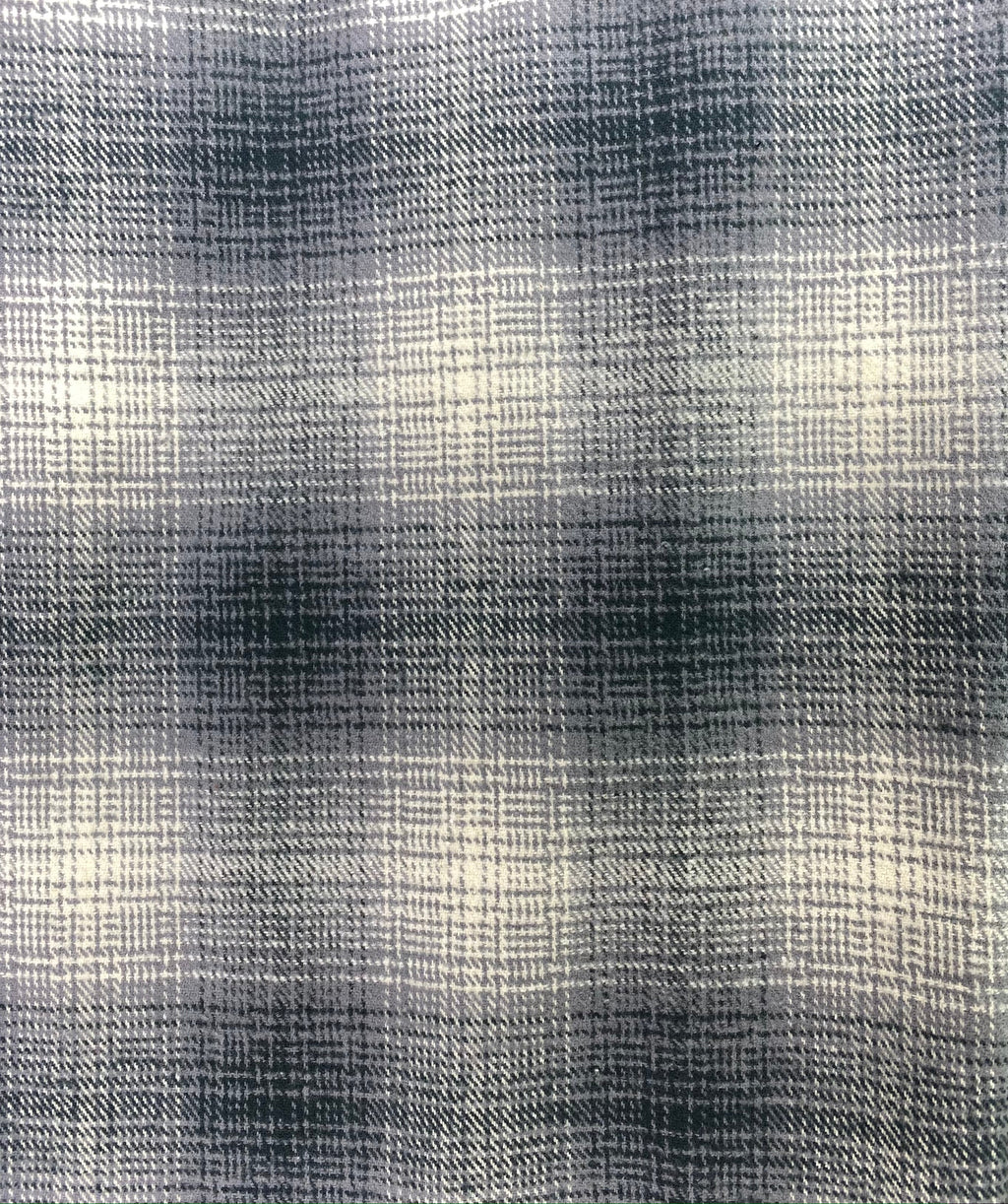 Dark French Blue, Gray, and Cream Ombre Plaid Flannel Infinity or Blanket Scarf