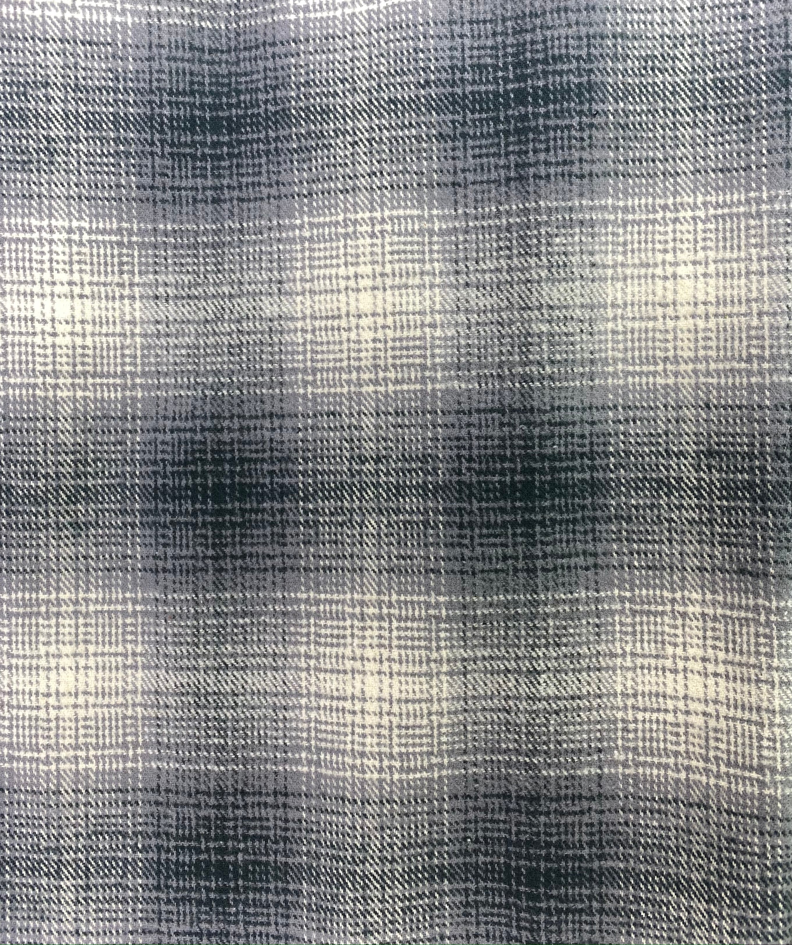 Dark French Blue, Gray, and Cream Ombre Plaid Flannel Infinity or Blanket Scarf