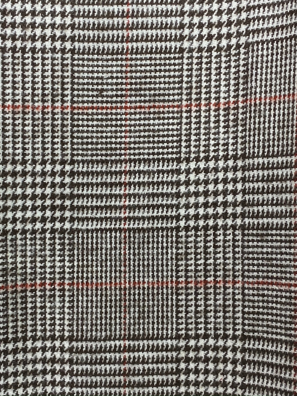 Dark Brown and Cream with Burnt Orange Glen Check Plaid Flannel Infinity or Blanket Scarf