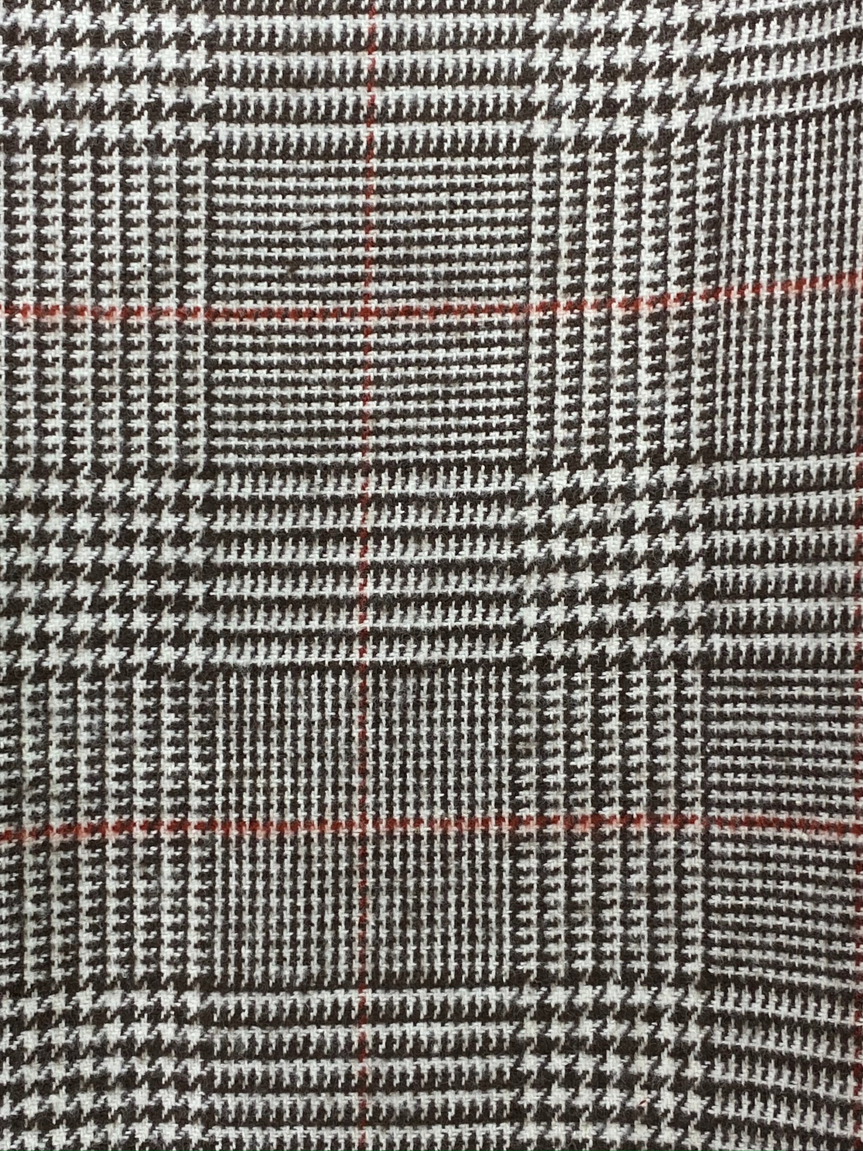 Dark Brown and Cream with Burnt Orange Glen Check Plaid Flannel Infinity or Blanket Scarf