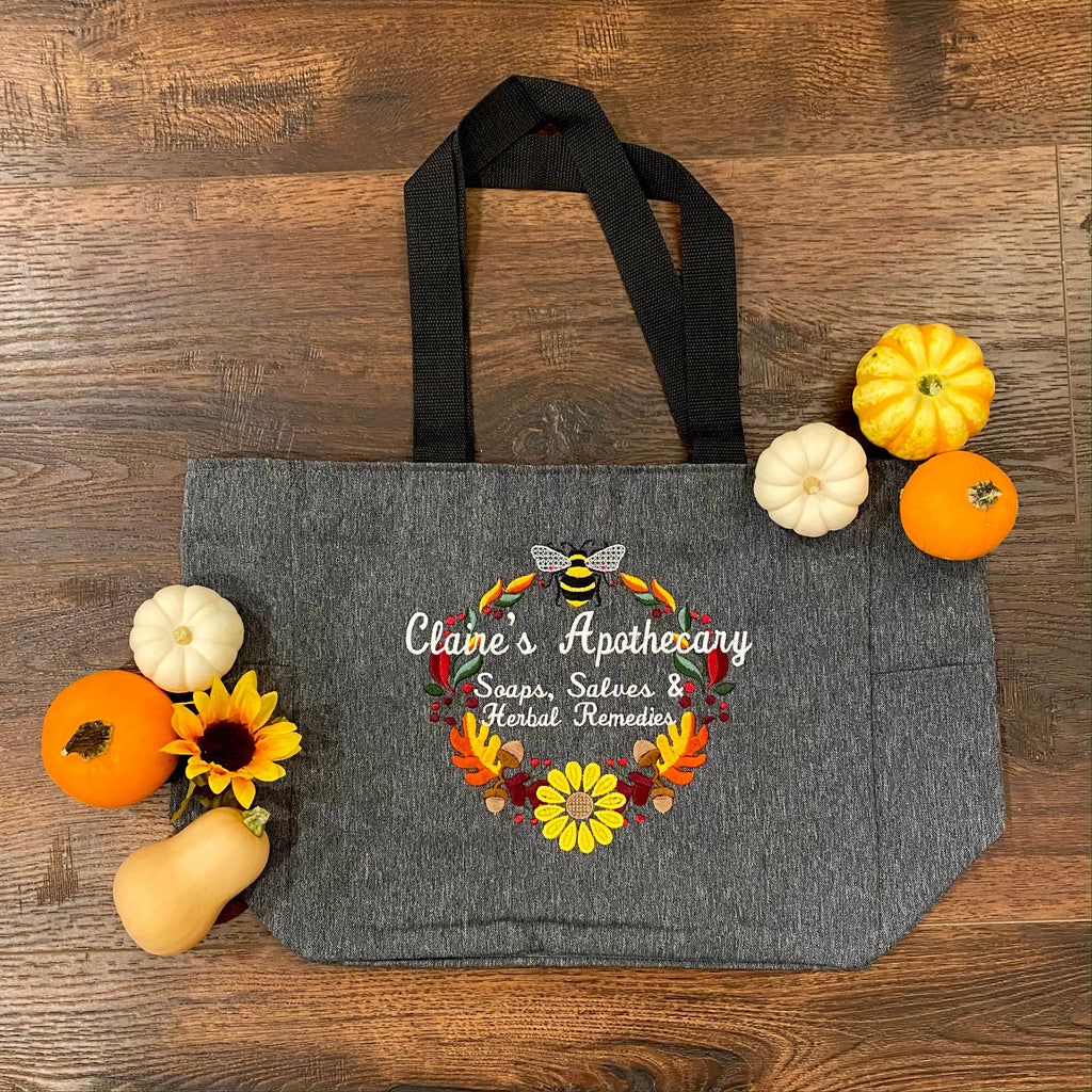 Claire's Apothecary Fall Wreath Embroidered Tote Bag - Outlander Inspiration
