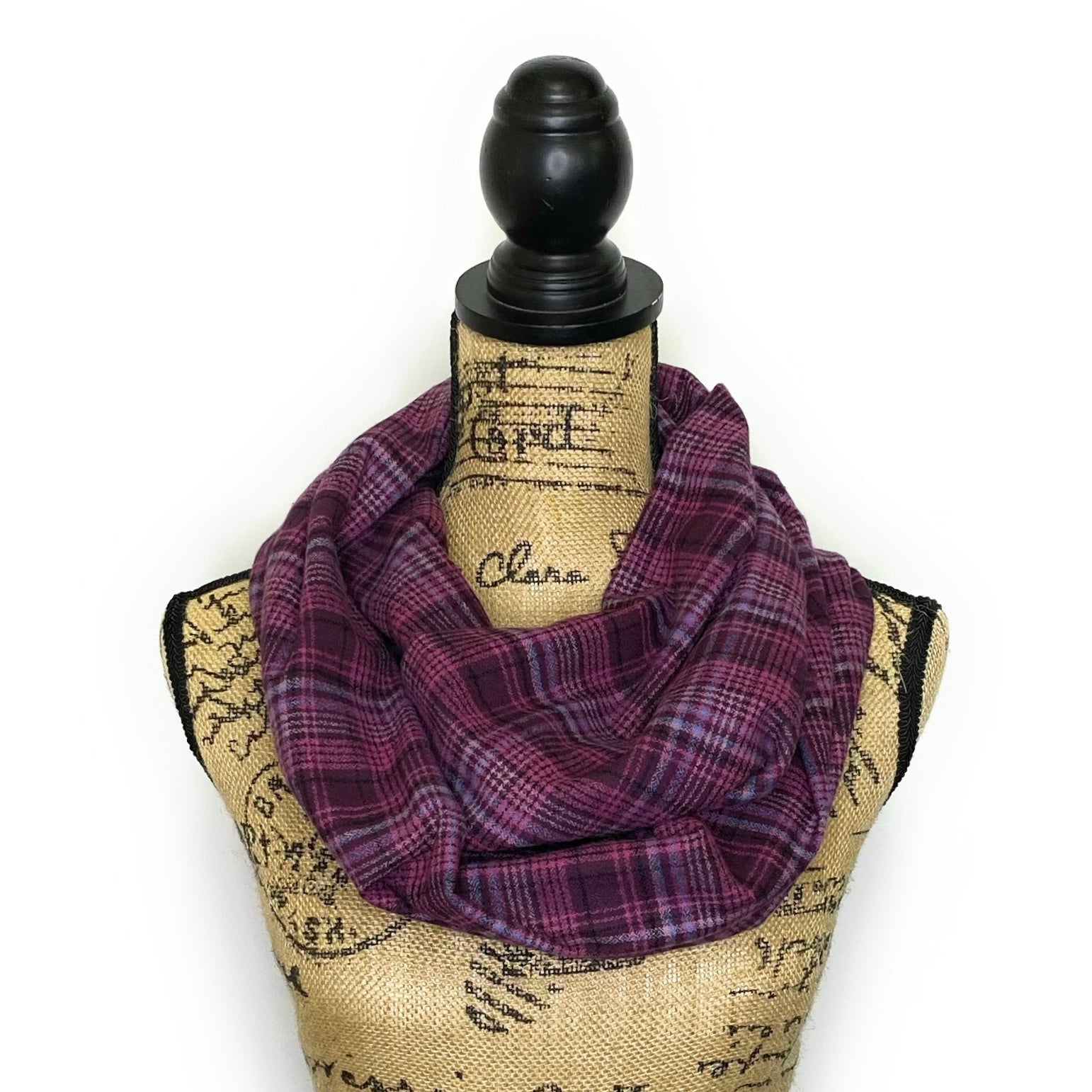 Purple and Magenta with Cornflower Blue Accent 100% Organic Cotton Infinity and Blanket Scarves