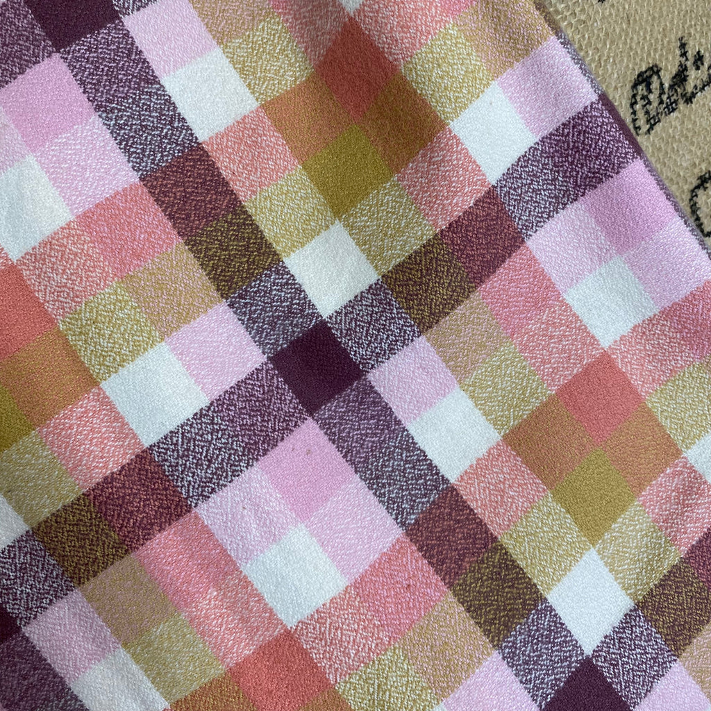 Neapolitan Shades of Cream, Pink, and Chocolatey Taupe and Deep Maroon 100% Organic Cotton Plaid Infinity and Blanket Scarves