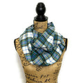 Shades of Blue and Green on White 100% Organic Cotton Plaid Infinity and Blanket Scarves