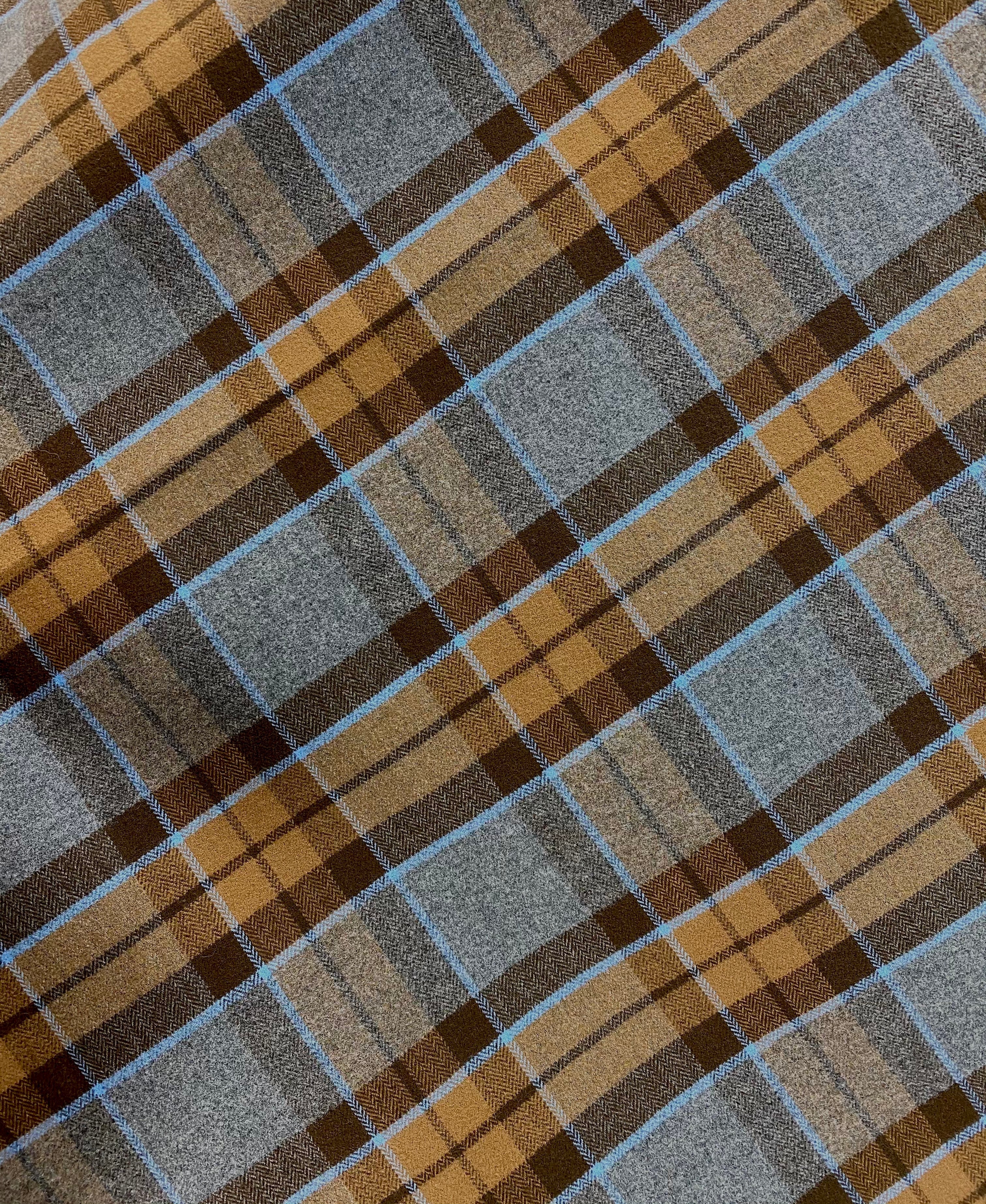 Ascot Scarf - Outlander Clan MacKenzie Inspired Gray, Brown and Light Blue Cotton Flannel