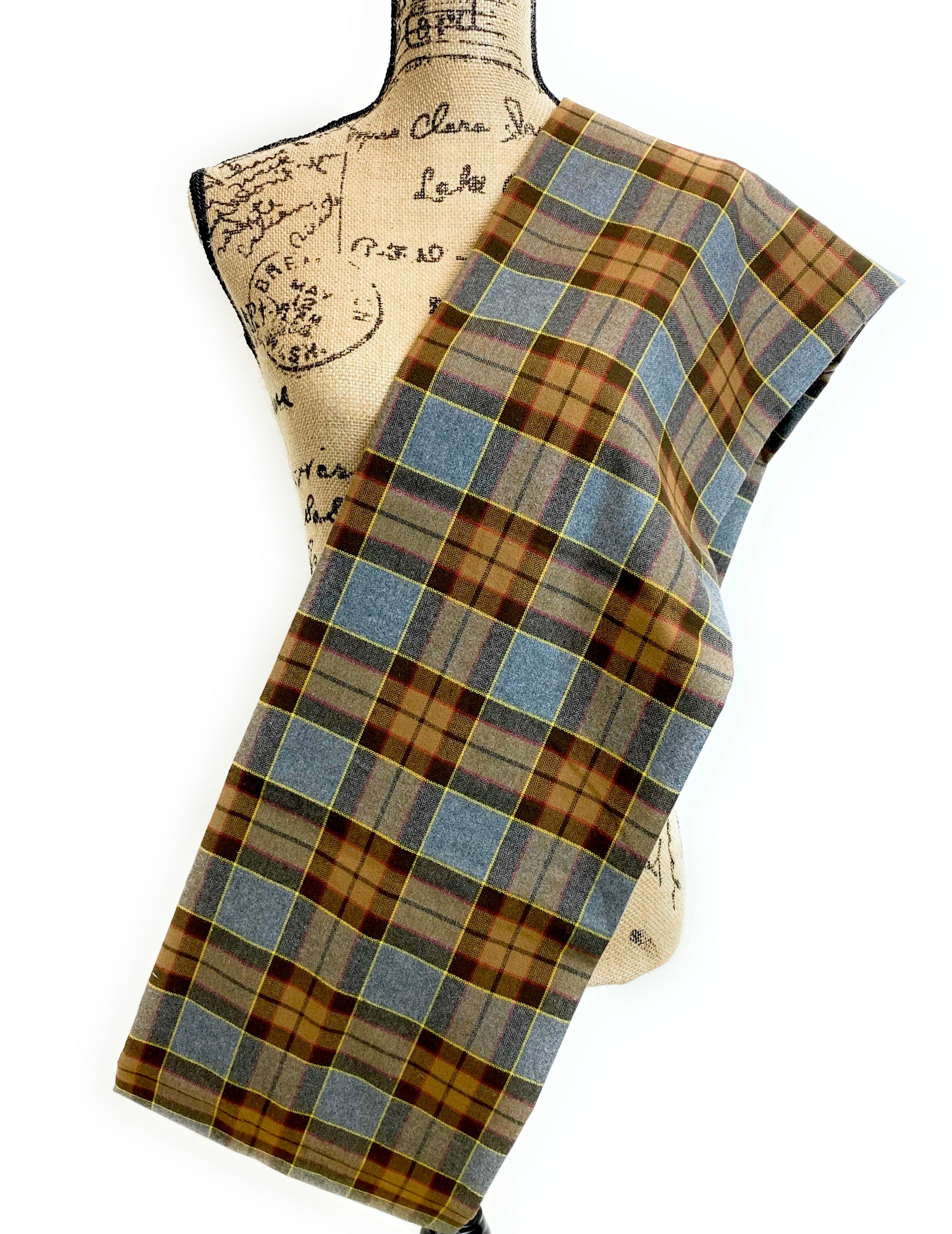 Ascot Scarf - Outlander Clan Fraser Inspired Gray, Brown, Yellow, and Red Cotton Flannel