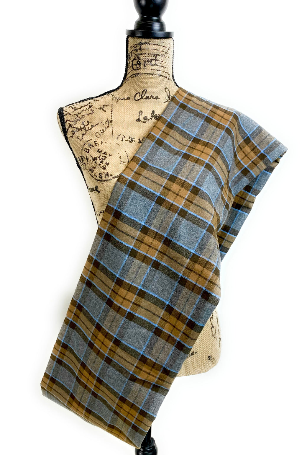 Infinity Scarf - Outlander Clan MacKenzie Inspired Gray, Brown and Light Blue Cotton Flannel