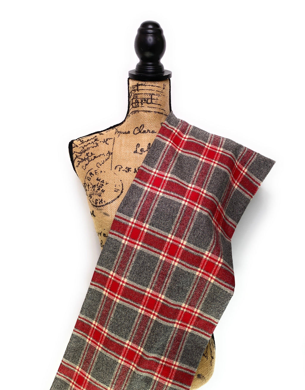 Heather Grey, Red and Cream Luxe Collection Plaid Infinity and Blanket Scarves