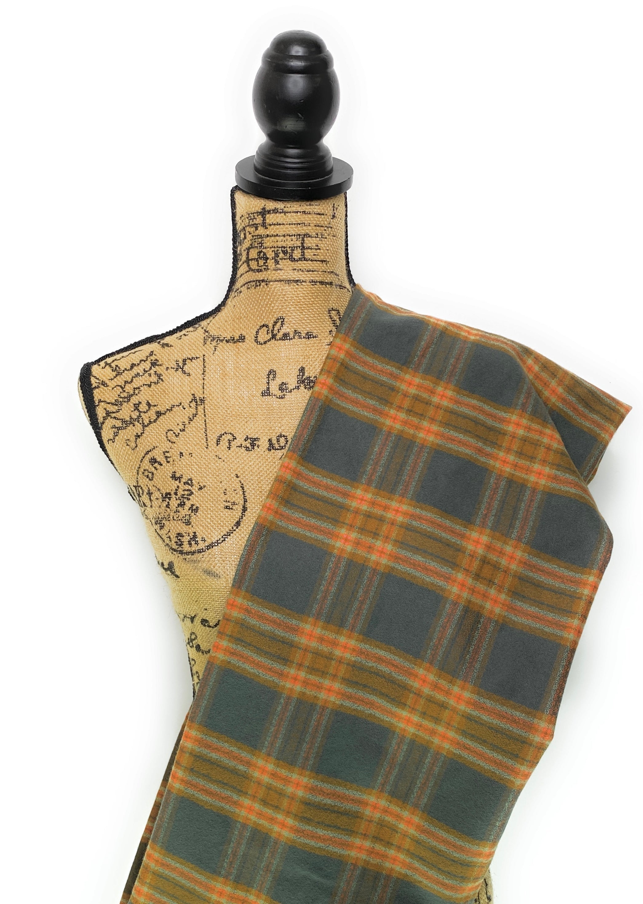 Dusty Deep Teal with Sage and Persimmon Orange Luxe Collection Plaid Infinity and Blanket Scarves