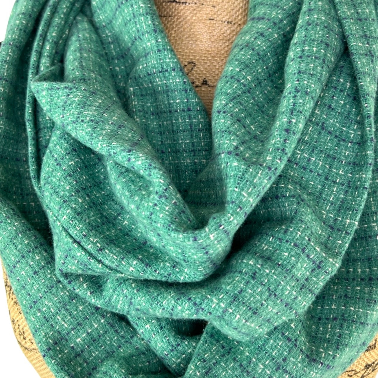Seafoam Green Small Check with Dusty Blue and White Plaid Flannel Infinity or Blanket Scarf