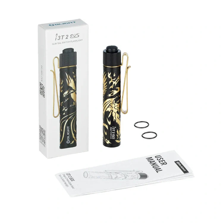 OLIGHT I3T2DGPNGDBK i3T 2 EOS Small EDC Flashlight - Dragon & Phoenix Golden Black