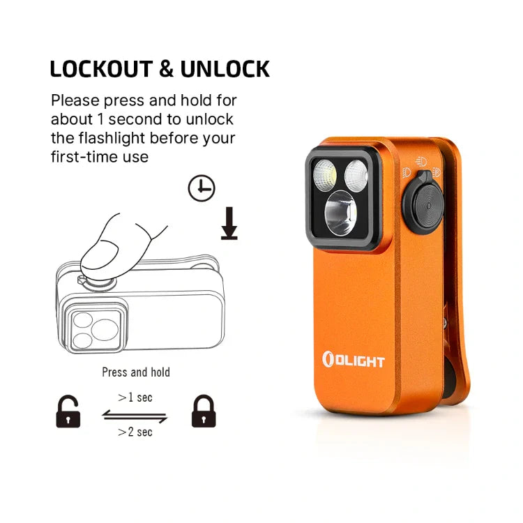 OLIGHT OCLIPPROOGC2M Oclip Pro Clip on Flashlight with Floodlight Spotlight and Red Light - Orange