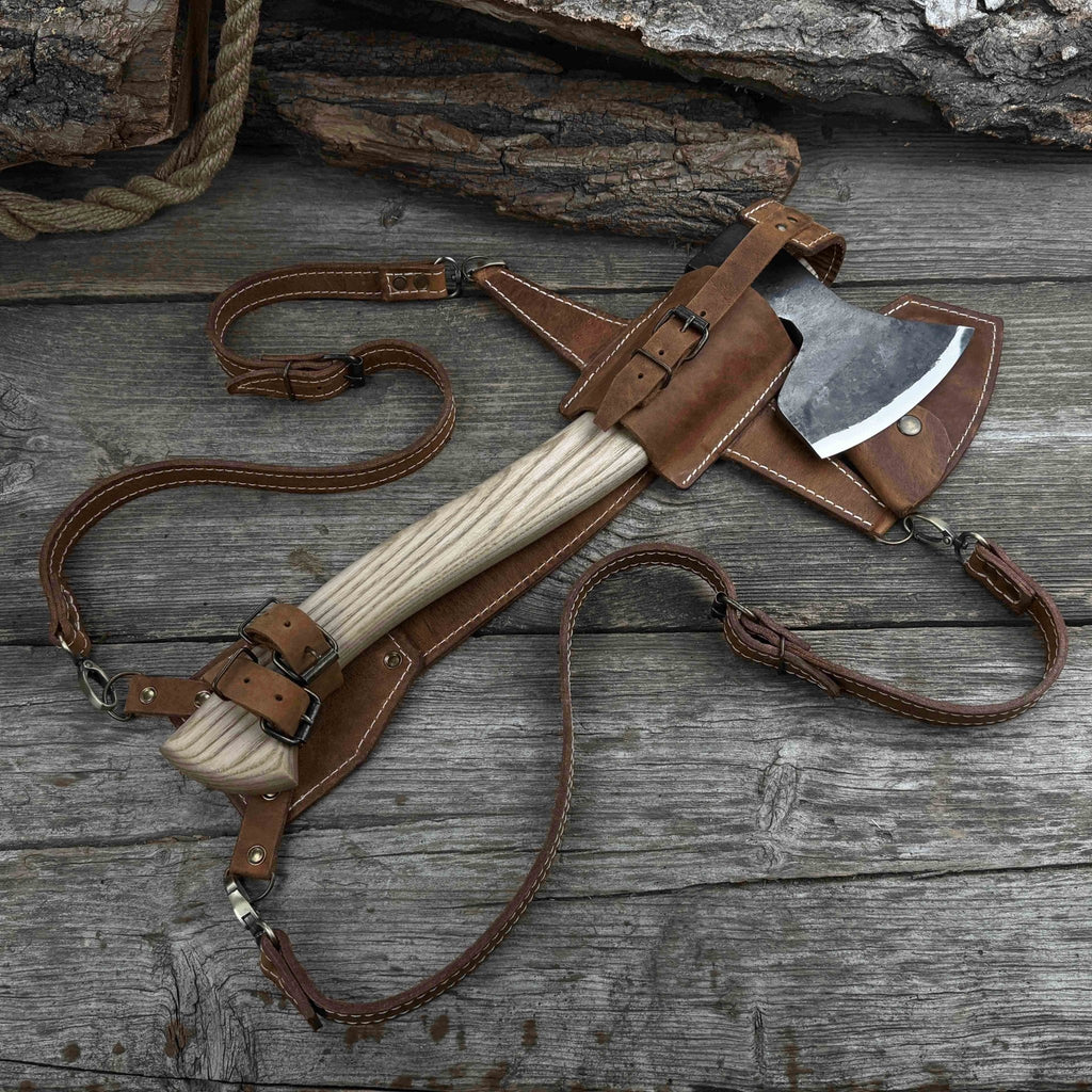 Chopping Axe with Leather Back Carry Pouch, 1.05 kg (2.2 lb)