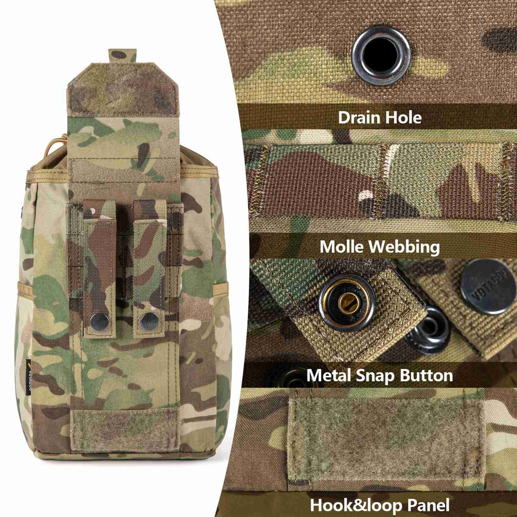 Tactical Dump Pouch Molle Storage Bag Tactical Waist Bag, Drawstring Folding Magazine Dump Bag