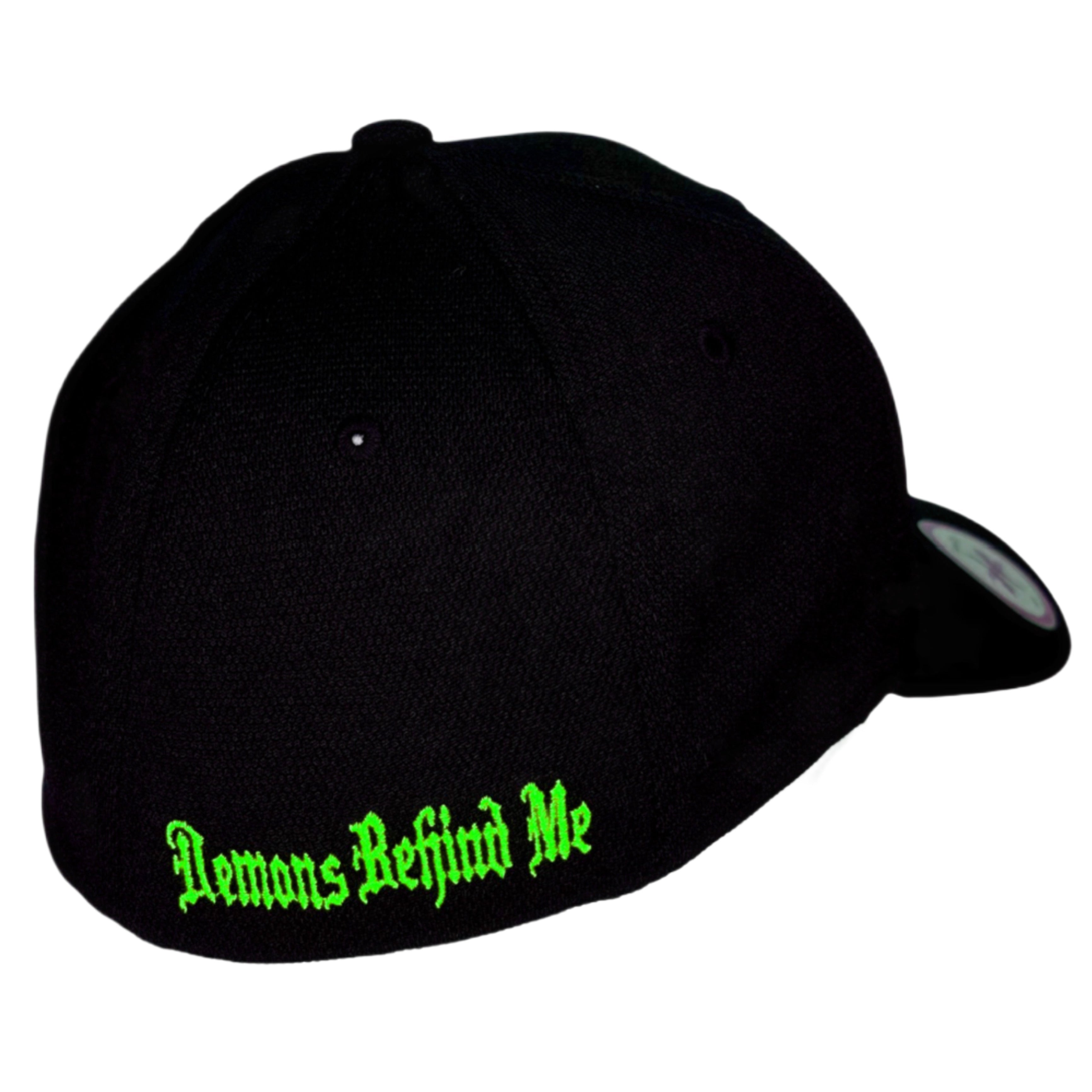 Flexfit "Never Fade" Black Hat - Circle Skull Green Ring