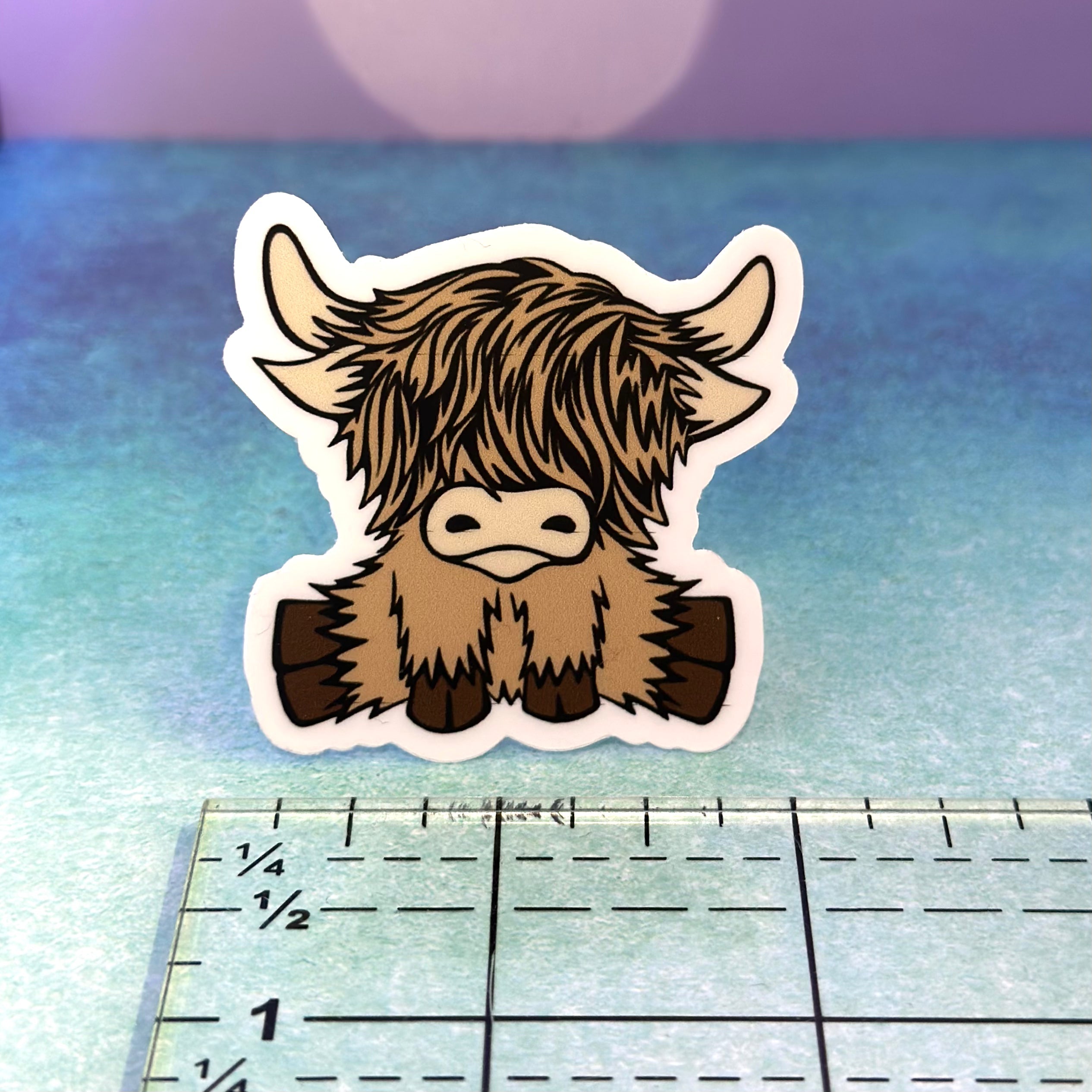 Cute Brunette Highland Coo 2" Sticker