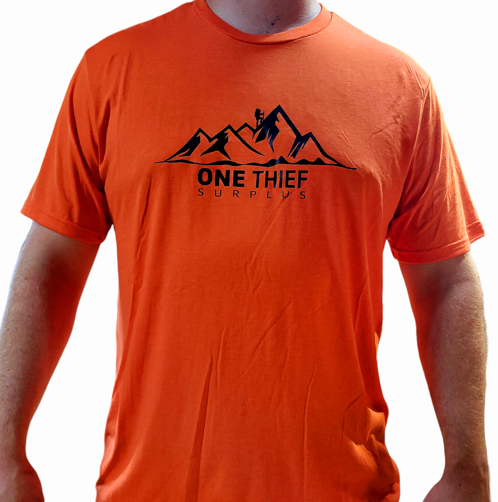 OTS Apparel Men's T Shirt (Orange W/ Black Logo)