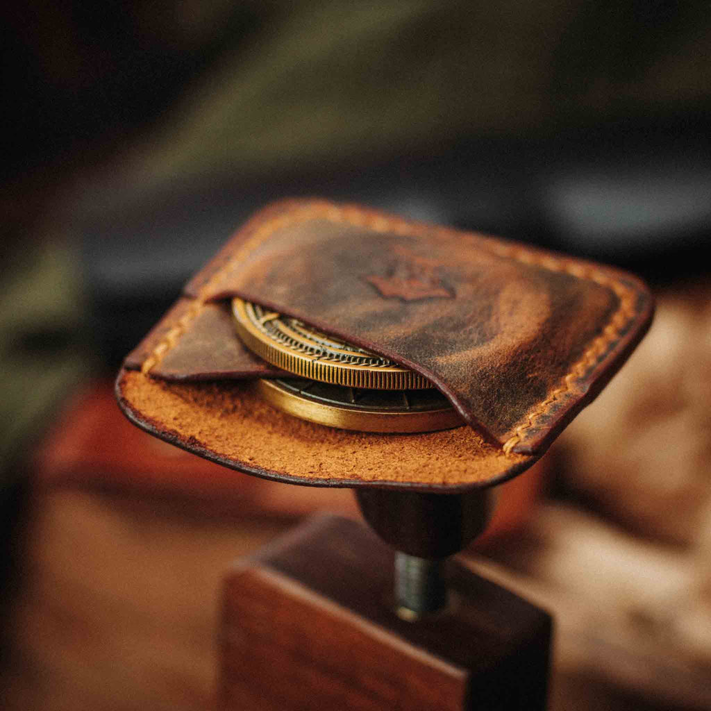 Pirate Goods Peso Pocket Duo Coin Holder – Leather Challenge Coin Case for Two Coins
