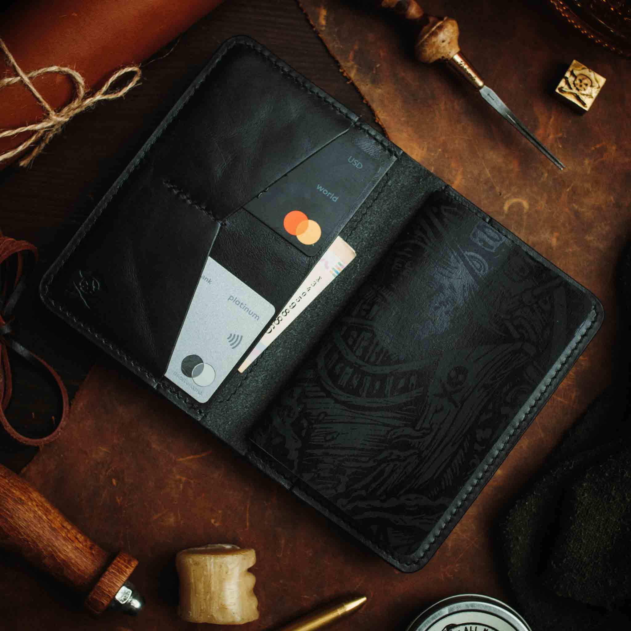Pirate Goods Quartermaster v2 Passport Wallet – Leather Travel EDC Organizer with Velcro Panel & Field Notes Holder