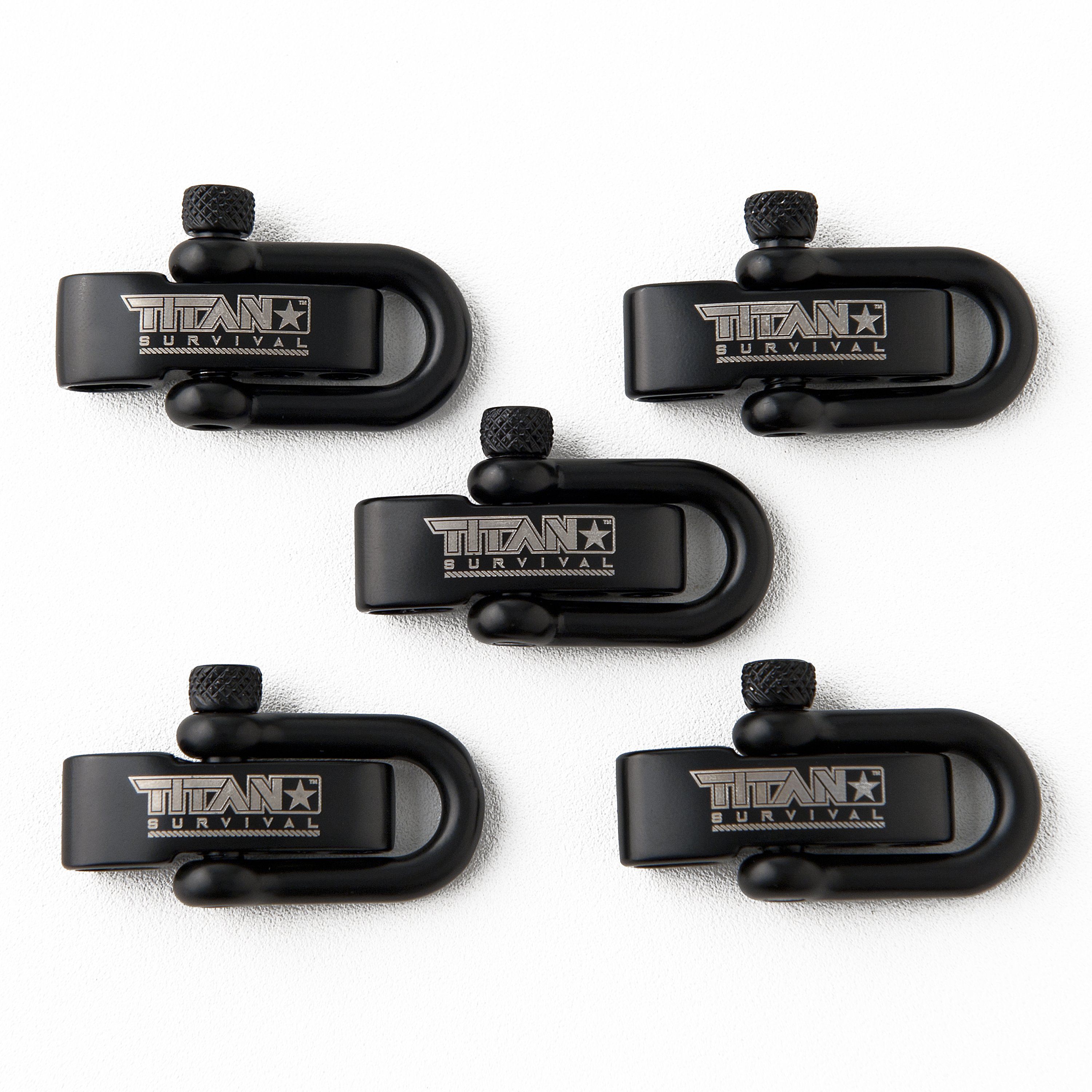 Stainless Steel D-Shackles, 5-Pack | BLACK
